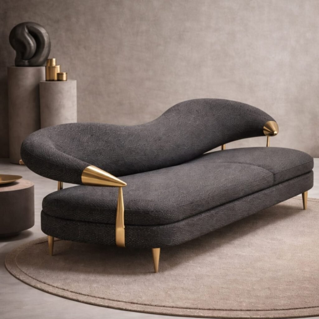High-end sofa design featuring brass edge finish