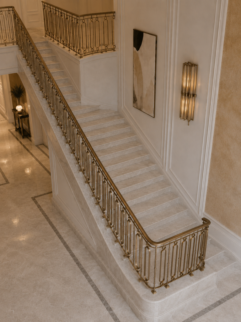 luxury bespoke metal staircase railing premium architectural metalwork